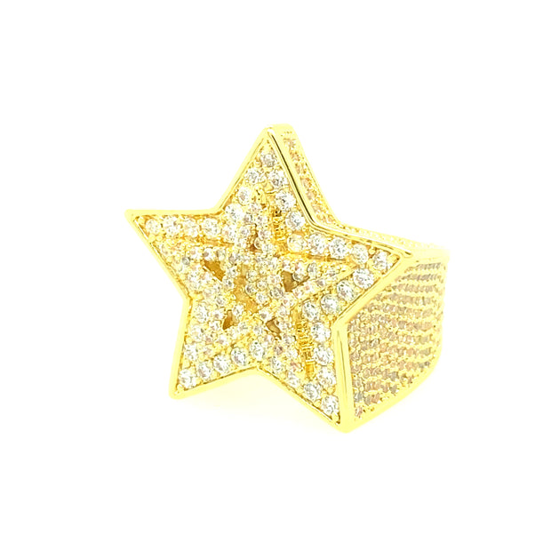 Star Shape Brass Mens Ring