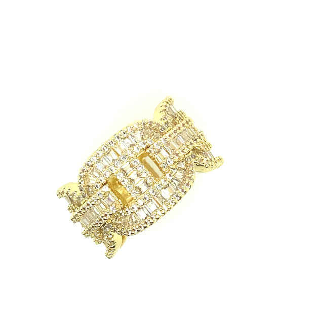 Cross Link Brass Mens Ring