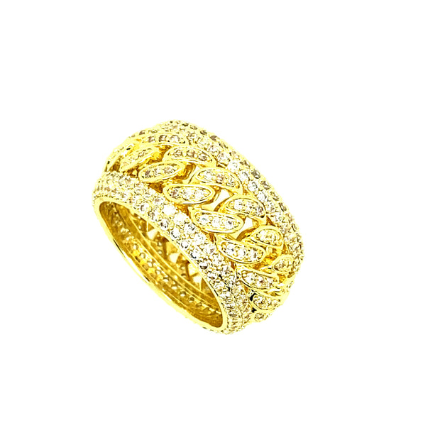 ROUND LEAF BAGUETTE SILVER RING