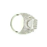 Flower Outline Round stone Brass Men Ring