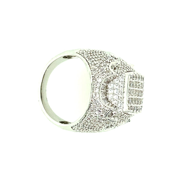 Flower Outline Round stone Brass Men Ring