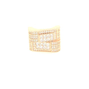Two Rectangle with Rectangle Stone Brass Mens Ring