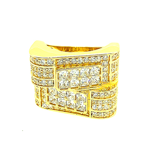 TWO SMALL SQUARE BAGUETTE SILVER RING