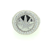 ROUND LEAF SILVER RING