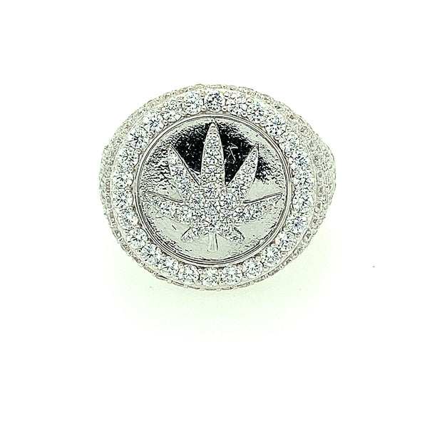 ROUND LEAF SILVER RING