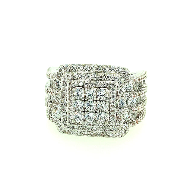 Six Stone Square shape Brass Mens Ring