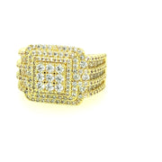 Six Stone Square shape Brass Mens Ring