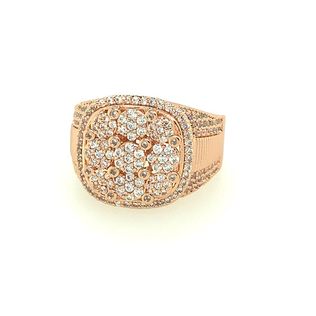 Nine flower Shape Stone Brass Mens Ring