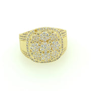 Nine flower Shape Stone Brass Mens Ring