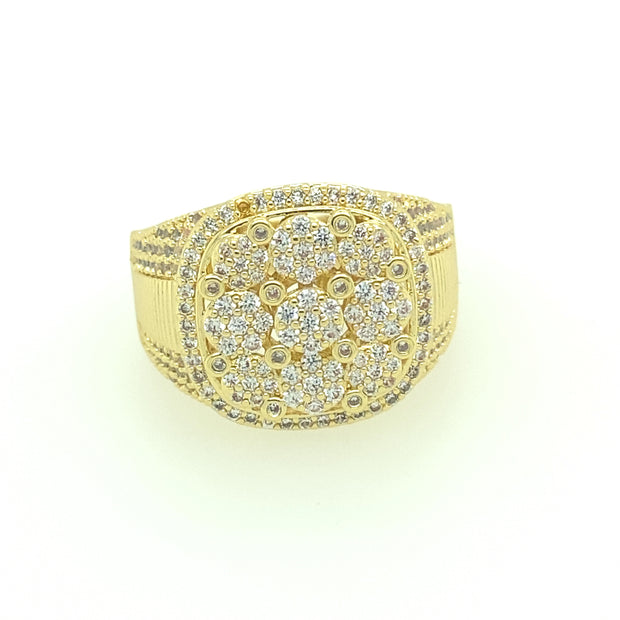 Nine flower Shape Stone Brass Mens Ring