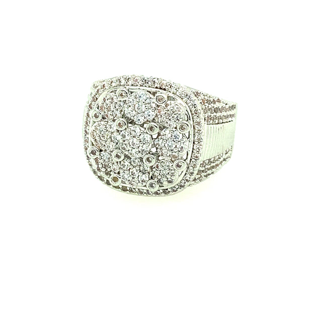 Nine flower Shape Stone Brass Mens Ring