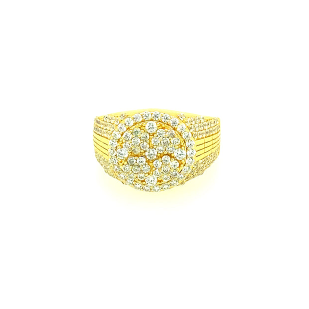4 STONE ROUND SILVER RING