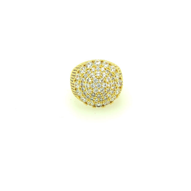 ROUND STONE LARGE SILVER RING