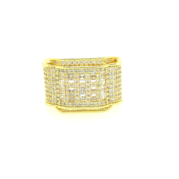 Square Stone with Square Shape Brass Men Ring