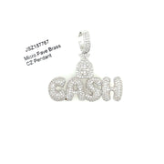 Cash with Round Diamonds Brass Pendant