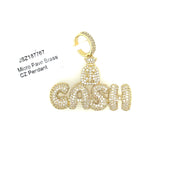 Cash with Round Diamonds Brass Pendant