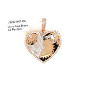 Heart with Gears Brass Pendant