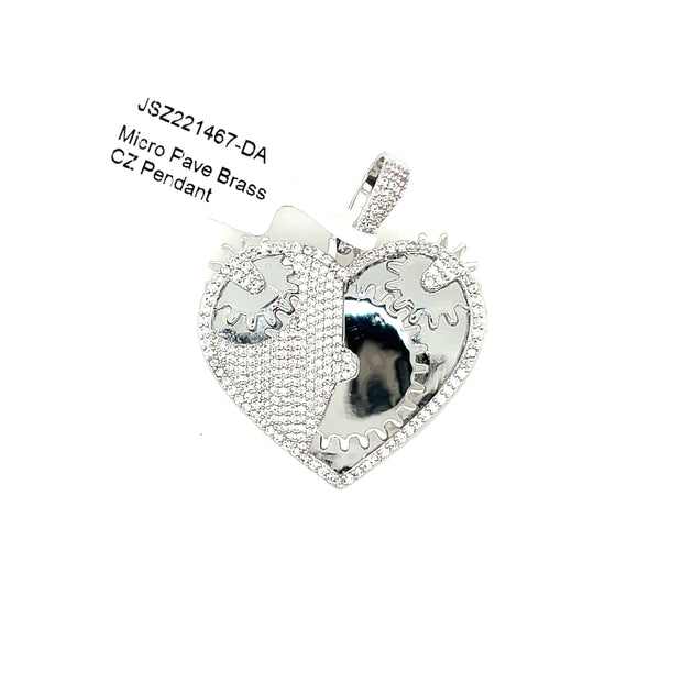 Heart with Gears Brass Pendant