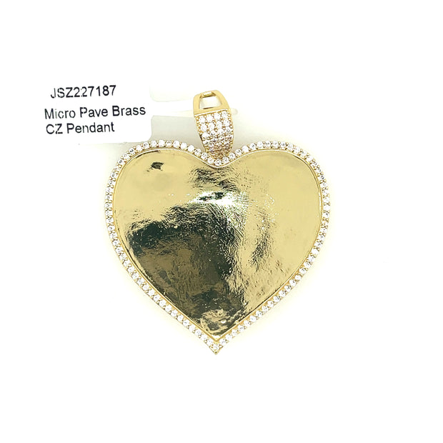 Picture Brass Pendant Heart (Round Stone Border) Brass Pendant