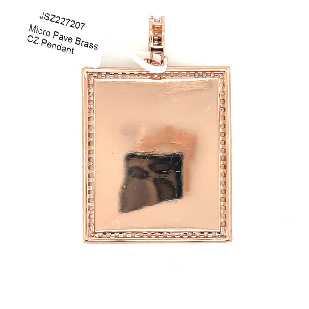 Rectangle Picture Brass Pendant with Baguettes Brass Pendant