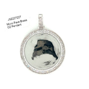 Circle Picture Brass Pendant (Baguette & Round Diamond Border) Brass Pendant
