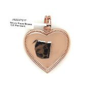 Picture Brass Pendant Heart (Baguette & Round Stone Border) Brass Pendant