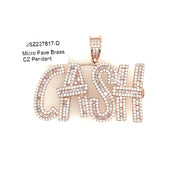 Cash with Baguette & Round Diamonds Brass Pendant