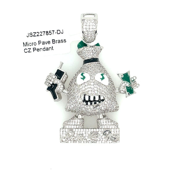 Money Bag + Guns + Money Brass Pendant