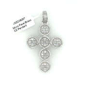 Cross (Baguette Round Stones) Brass Pendant