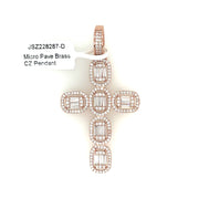 Cross (Baguette Stones) Brass Pendant