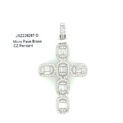 Cross (Baguette Stones) Brass Pendant