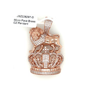 Lion On Crown Brass Pendant