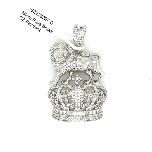 Lion On Crown Brass Pendant