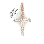 Baguette Cross with Round Stone Border Brass Pendant