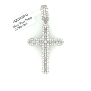 Baguette Cross with Round Stone Border Brass Pendant