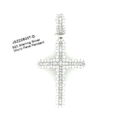 Baguette + Round Diamond Cross Silver Pendant