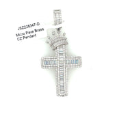 Crown on Cross Brass Pendant