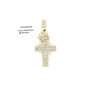 Crown on Cross Brass Pendant