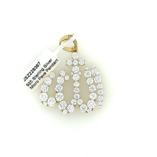 Round Diamond Allah Silver Pendant