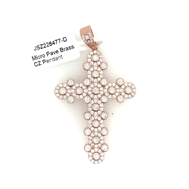 Cross (Round Stones) Brass Pendant