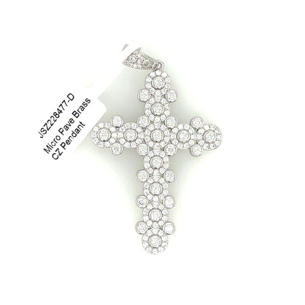 Cross (Round Stones) Brass Pendant