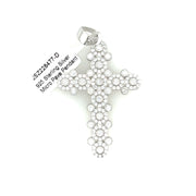 Round Diamond Cross Silver Pendant