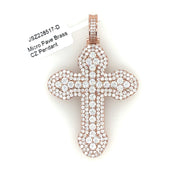 Cross (Round Stones) Brass Pendant