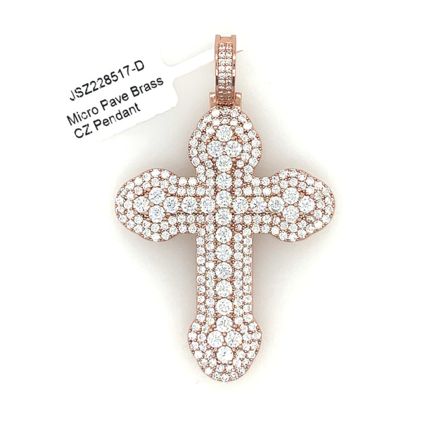 Cross (Round Stones) Brass Pendant