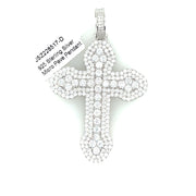 Round Diamond Cross Silver Pendant