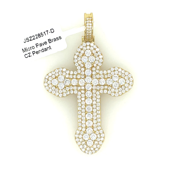Cross (Round Stones) Brass Pendant