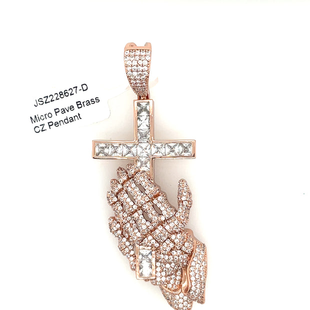 Hands with cross Brass Pendant