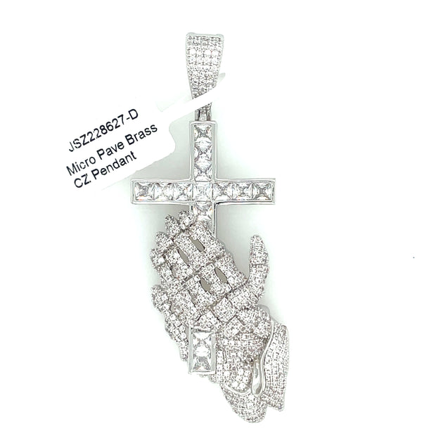 Hands with cross Brass Pendant