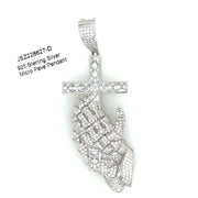 Praying Hand + Cross Silver Pendant