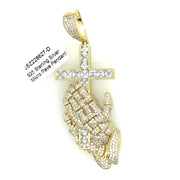 Praying Hand + Cross Silver Pendant